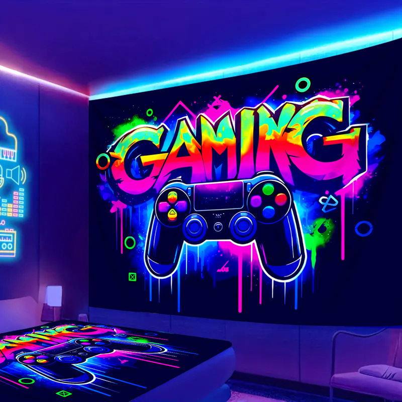 Foreign Trade Cross-border Fluorescent Tapestry UV Reactive Black Light Tapestry Amazon temu Cross-border Hot Selling Fantasy Tapestry