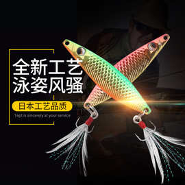 路亚亮片水蛭亮片血槽羽毛钩金属硬饵远投假饵S型翘嘴鲈鱼假饵