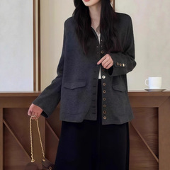 老钱风设计感单排扣外套女2025秋季新款大码胖MM气质时髦显瘦上衣
