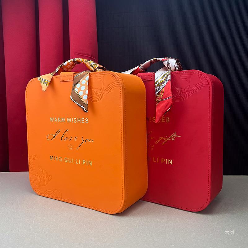 丝巾款手提燕窝包装盒通用西洋参虫草四拼礼盒鹿茸海参五拼礼品盒