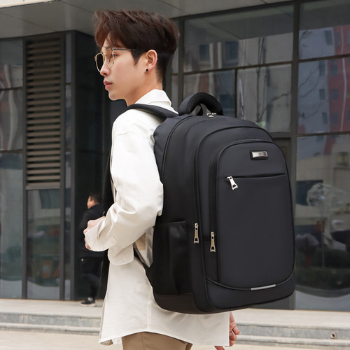 17-inch Large Capacity Student Backpack for Foreign Trade, Travel, Business Trip, Multi-functional Black Backpack for High School Students