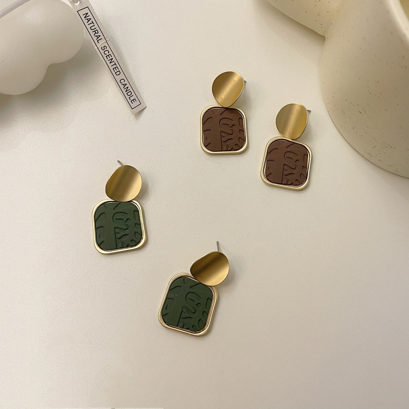 Retro geometric matte brand demi-season earrings