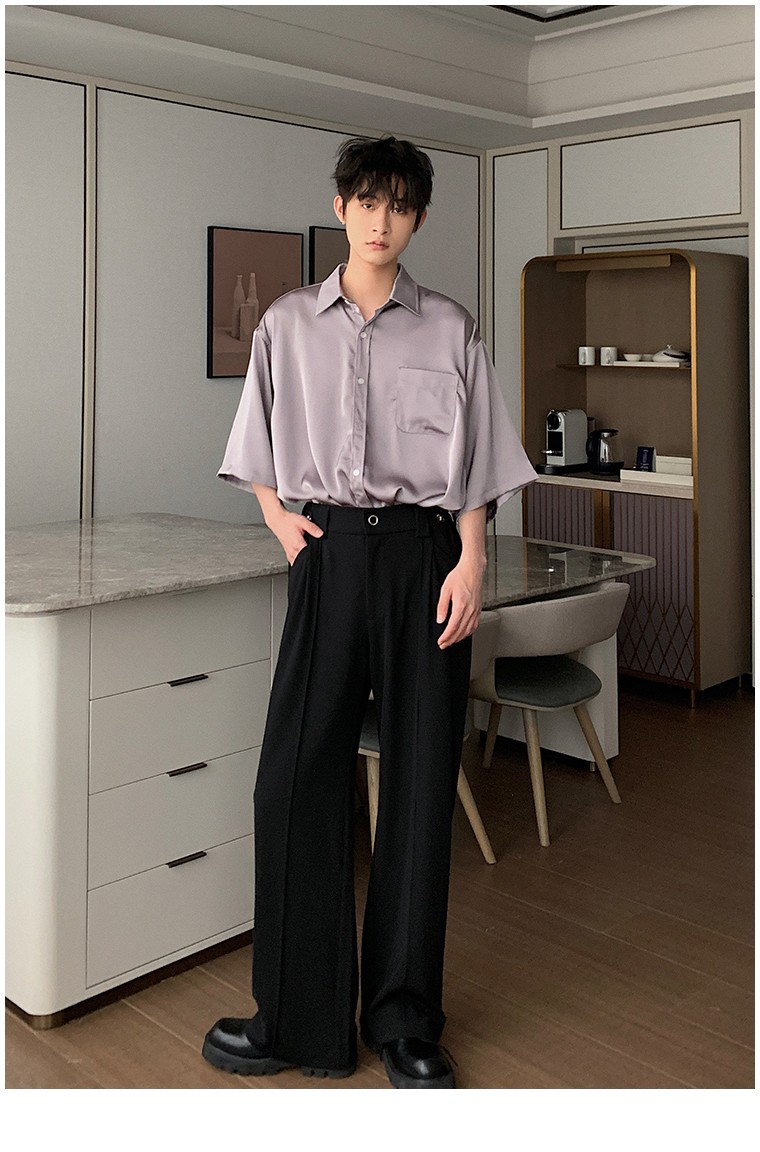 Men's Clothing Spring and autumn mopping pants simple casual trousers men new loose straight trousers black versatile trousers trend_voghion.com