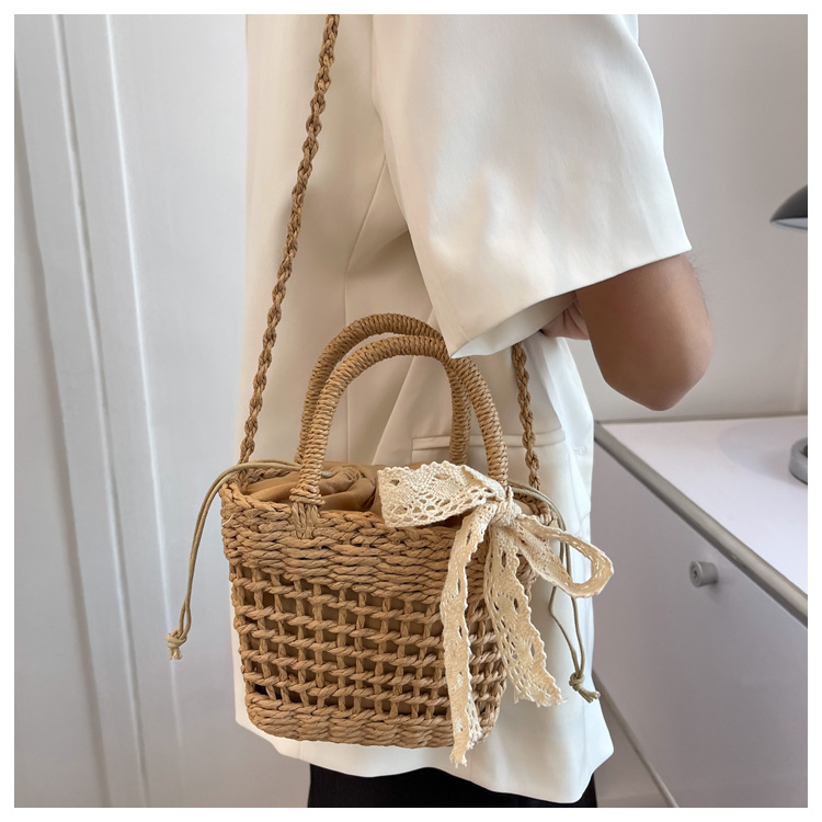 Geflochtene Strohtasche Für Den Sommer Am Strand Und Urlaub_voghion.com