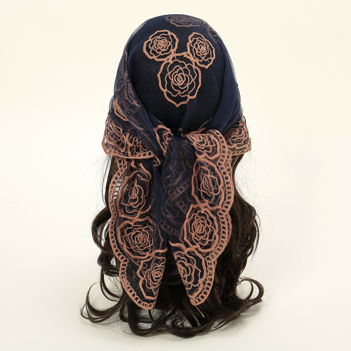 Embroidered Polyester Square Scarf For Women Versatile Silk Style_voghion.com