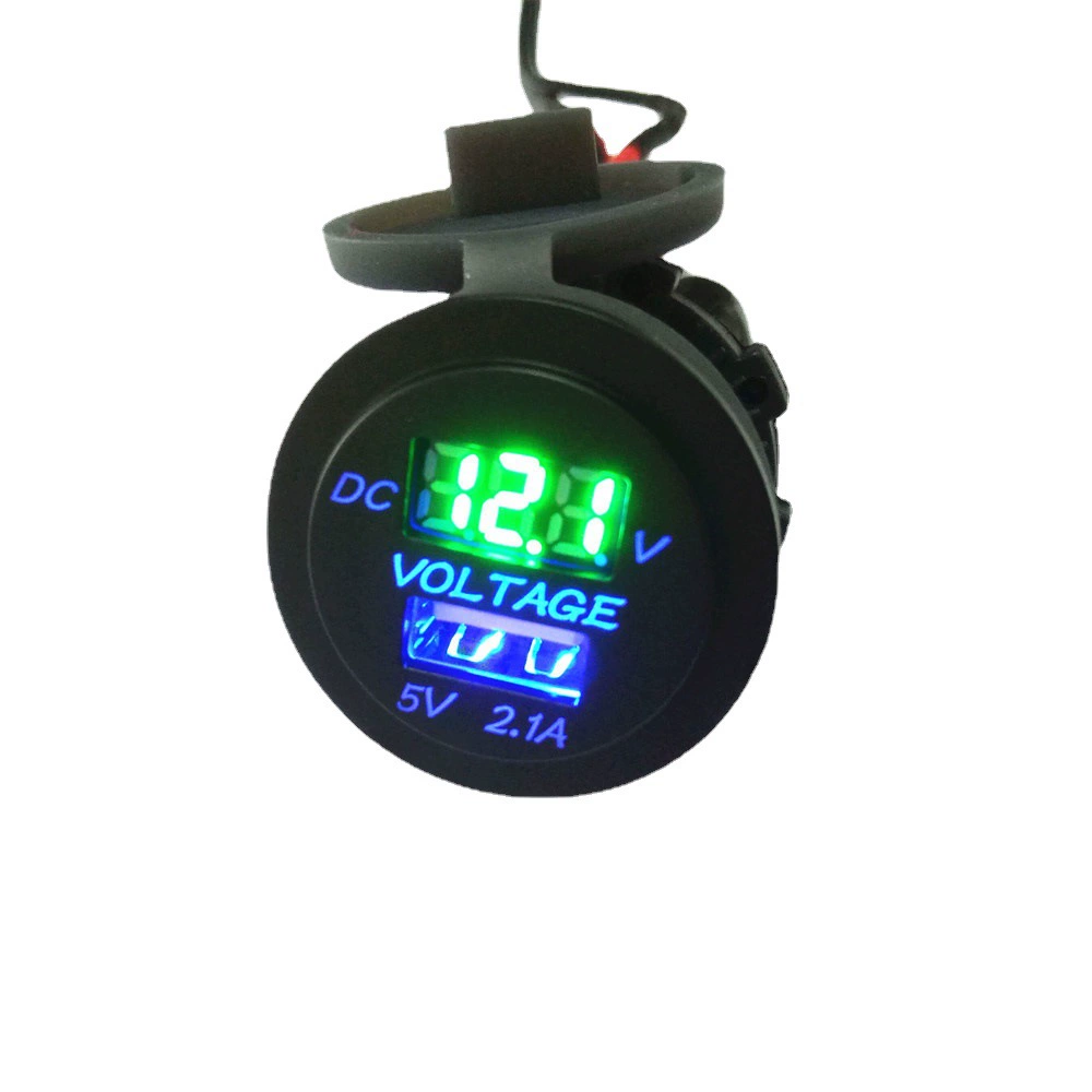 Зеленый и синий свет, одиночный USB цифровой вольтметр для авто/мото, двувходное автомобильное зарядное устройство (две в одном)