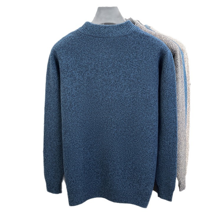 Casual nuevo estilo de moda masculina otoño invierno medio alto cuello sólido Jacquard suéter de tendencia cálido suéter de punto