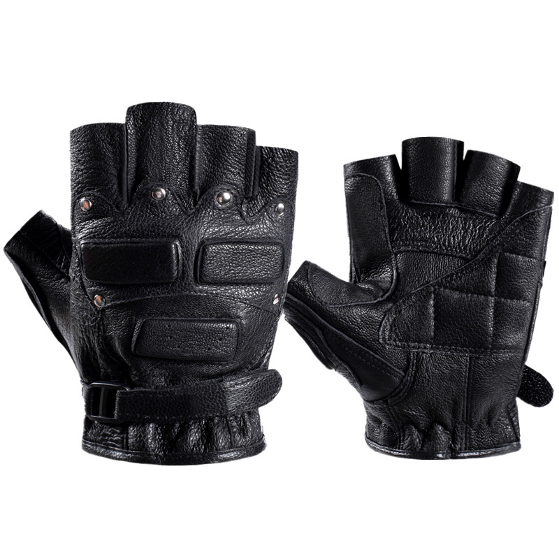 Piel de oveja medio dedo guantes de fitness hombres y mujeres bicicleta de montaña CS deportes transpirable montar medio dedo guantes tácticos