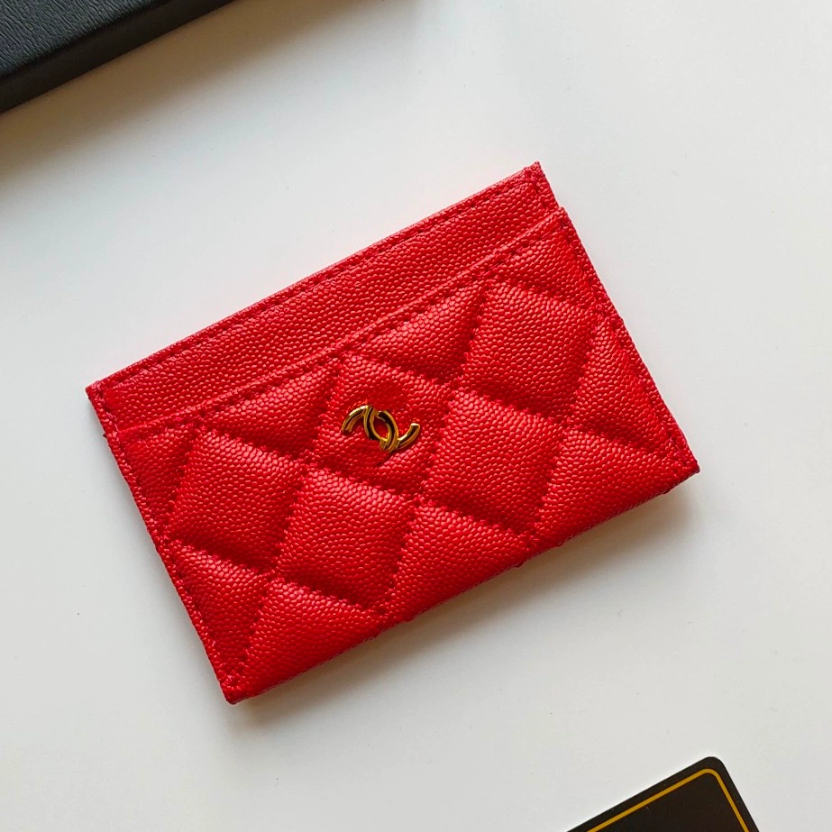 Кардхолдер (стиль Chanel) из натуральной кожи, стеганый тонкий кошелек, 7.5×11.2×0.5 см, мультicolor