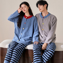 情侣氛围感睡衣半边绒冬季加厚套装长袖冬天高级感家居服男女