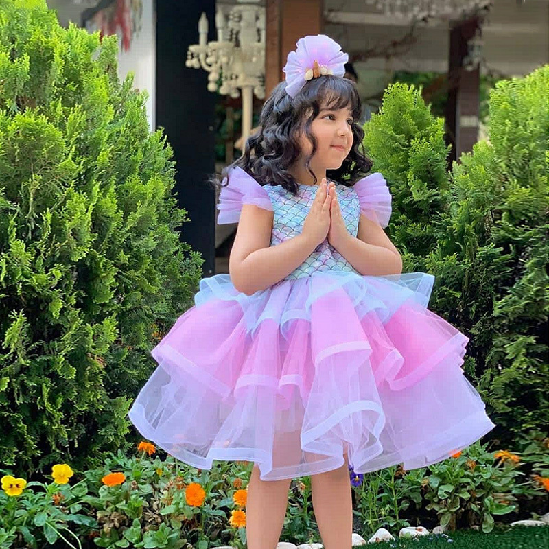 2024 Ariel Bubble Dress Princess Child Wear Girl Dress Formal Dress for Girls