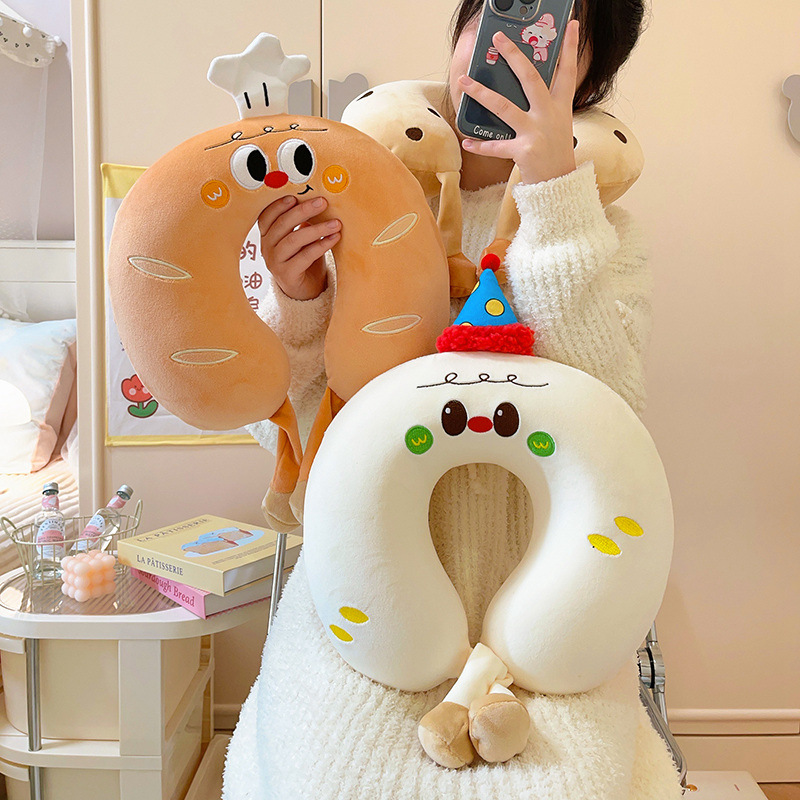 可爱面包记忆棉u型枕头护颈枕飞机旅行头枕颈部靠枕便携车用枕头