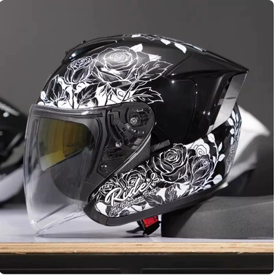 Motosiklet kaskı (dəbilqə) — Certified All-Season Safety Helmet - r05-white-peony-s-code