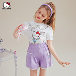 Hello Kitty女童夏季套装2025款凯蒂猫卡通甜美T恤中大童装两件套