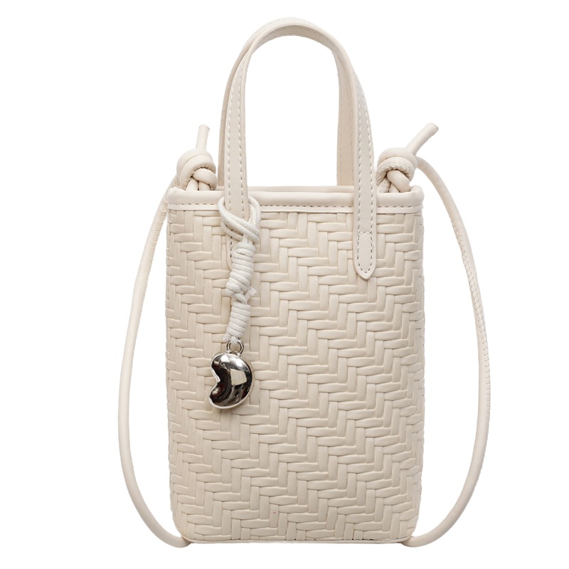 Bolso de teléfono móvil de moda coreana 2025 verano nuevo bolso de hombro tejido casual bolso de mensajero de todo fósforo para mujer