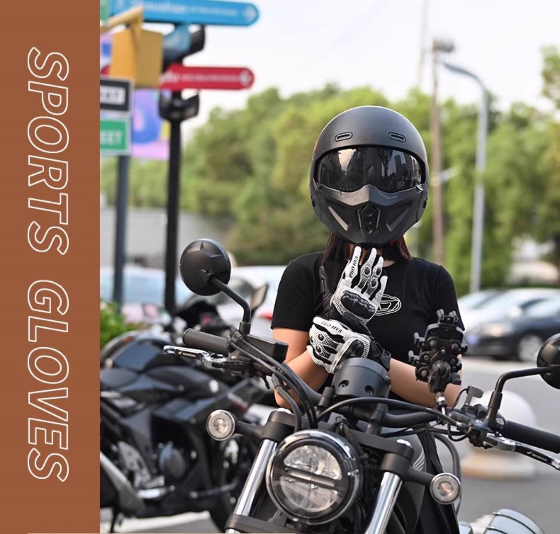 3C Motorcycle Scorpion Helmet for Men and Women, Winter Warm Riding Motorcycle Cruising Full-Face Helmet, Retro Three-Quarter Helmet