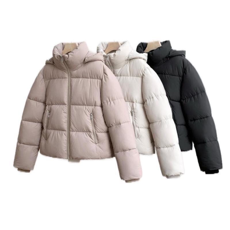 X 24667 Short Hooded Puffer Jacket Short down Cotton Jacket European and American Cross-Border