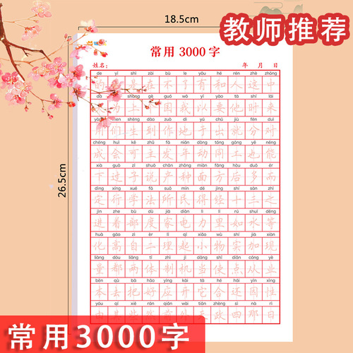 Common 3000-Character Calligraphy Practice Book for Primary School Students: Hard Pen Calligraphy for Beginners - Copywriting and Redrawing Practice Book