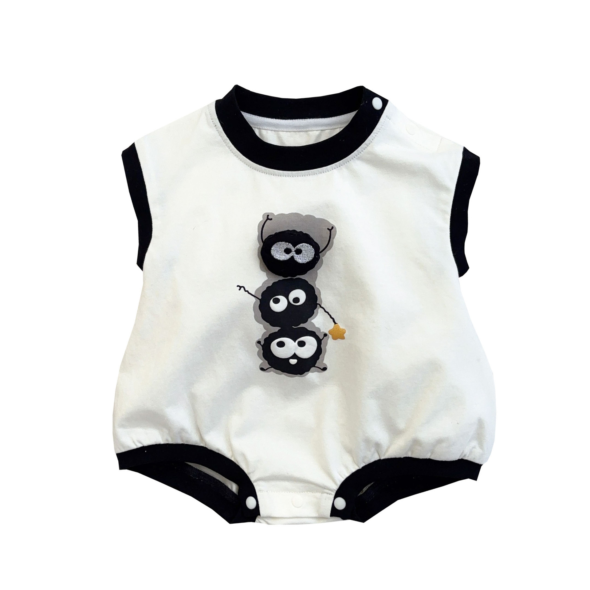 Ropa de pedo para bebé 2025 verano delgado de dibujos animados briquetas elfo sin mangas corto Ha Clase A Ropa de gatear para bebés agradable para la piel 1