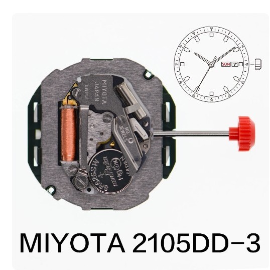 手表配件 2105男双历机芯全新 石英机芯 MIYOTA 2105DD-3机芯