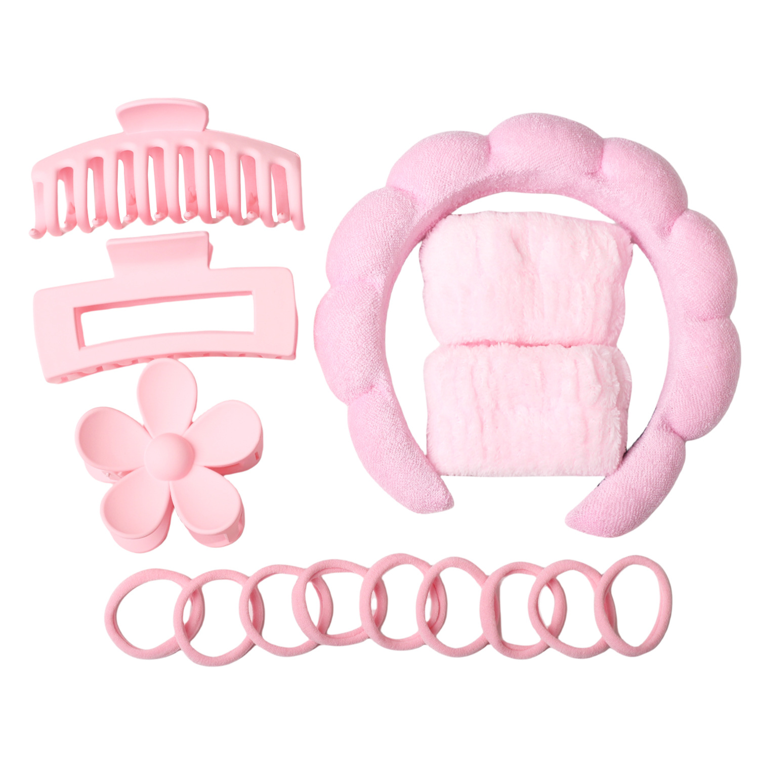 Diadema de nube de giro de esponja transfronteriza, pulsera de lavado de cara, anillo para el cabello de nailon, juego de pinzas de plástico grande, accesorios para el cabello image 16