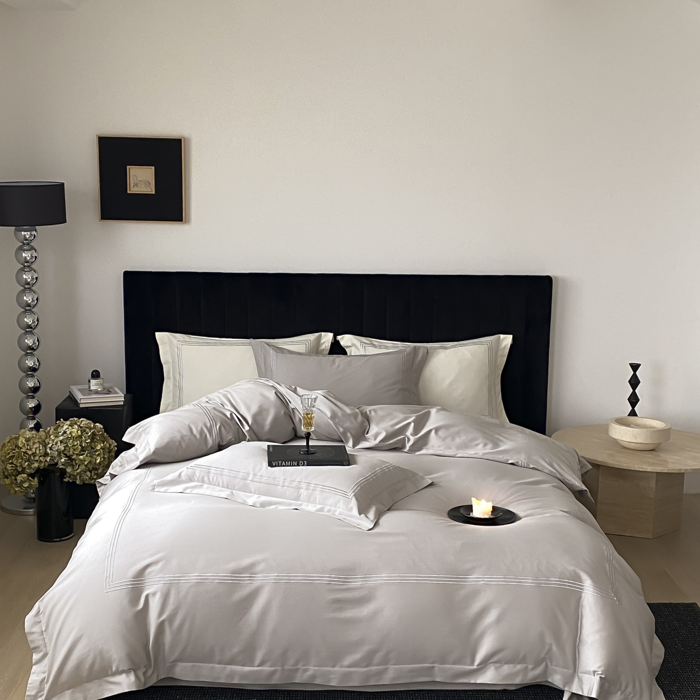 Light Luxury Style 100S Cotton Brushed Bedding Four-Piece Set Autumn and Winter Warm Pure Cotton Quilt Cover High-End Bedding