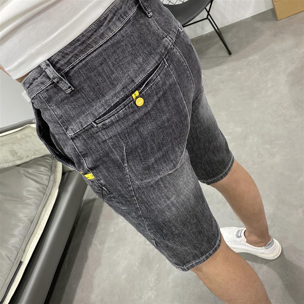 Short en jean délavé élastique Ash pour hommes, marque tendance d'été, mince, nouveau, polyvalent, coupe slim, populaire, version coréenne cinq_voghion.com