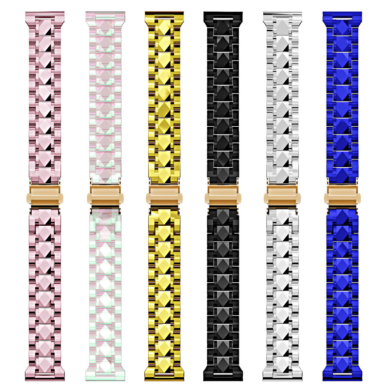 Suitable for Samsung Galaxy watch5 Three Beads Strap Huawei gt2 Electroplated Small Waist Smart Watch Strap