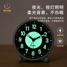4.5寸夜光闹钟学生床头电子时钟简约金属桌面静音小台钟批发LED