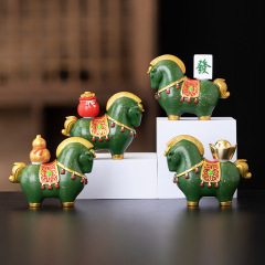 新中式马上有钱马到成功创意马摆件茶宠装饰品开业礼物茶桌摆件