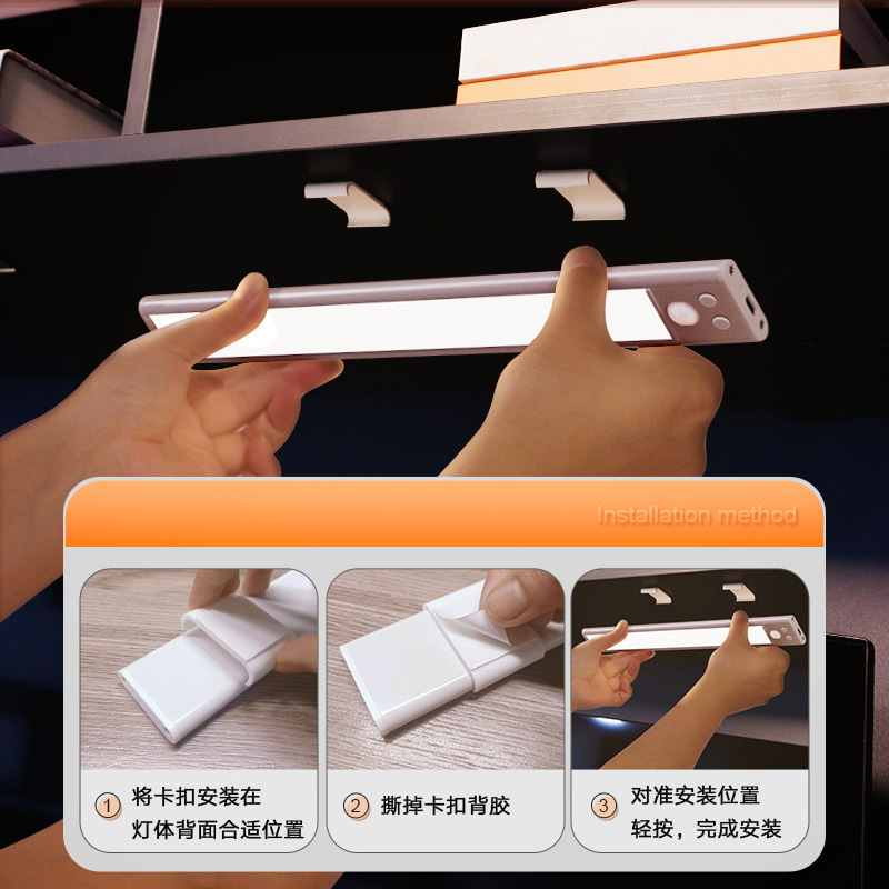 Luz nocturna transfronteriza, tira de luz de sensor de cuerpo humano inteligente, luz de sensor led autoadhesiva, luz de ambiente de carga, armario de vino, cinturón de luz