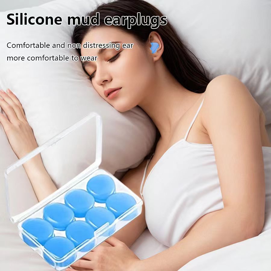 跨境硅胶泥儿童成人睡眠耳塞防吵降噪音游泳防水方盒装硅胶泥耳塞