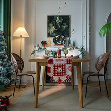 伊缦琪韵圣诞印花桌旗格子双层工艺 茶几美式乡村简约茶几电视柜