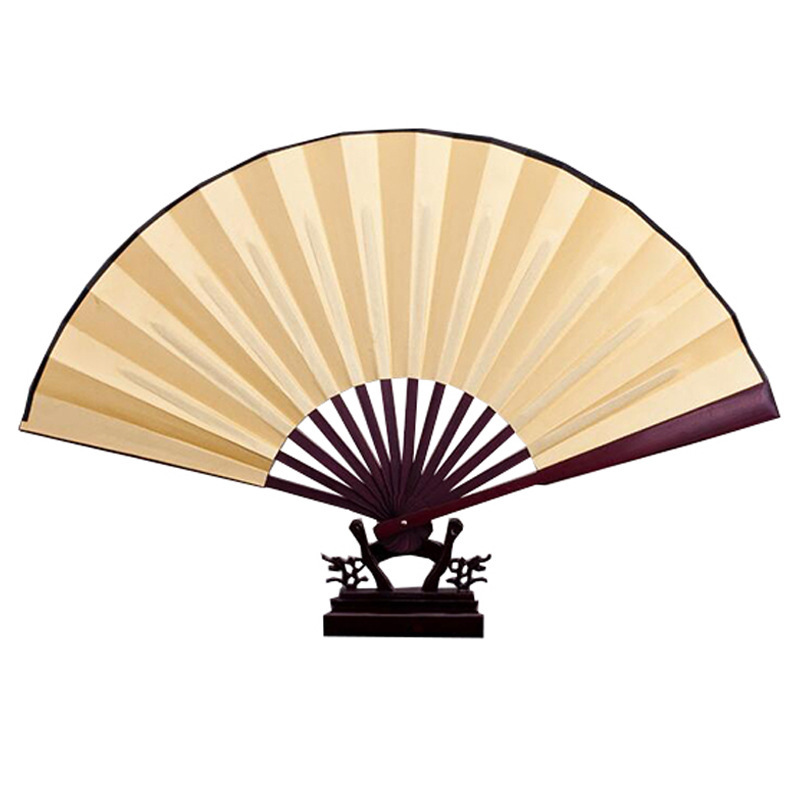 Fabricante de publicidad personalizado arte de regalo ventilador plegable ventilador personalizado seda papel de arroz en blanco gran ventilador de hueso de bambú