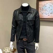 皮衣机车秋冬季2022翻领潮流皮夹克男韩版短款大衣外套年新款休闲