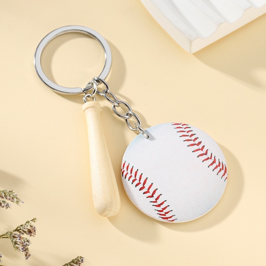 12g Weight Keychain Classification 1 Piece Quantity Daily Occasion Wood Material Baseball Pattern Unisex Gender Sports Style 1 Piece Sports Baseball Wood Unisex Keychain 1