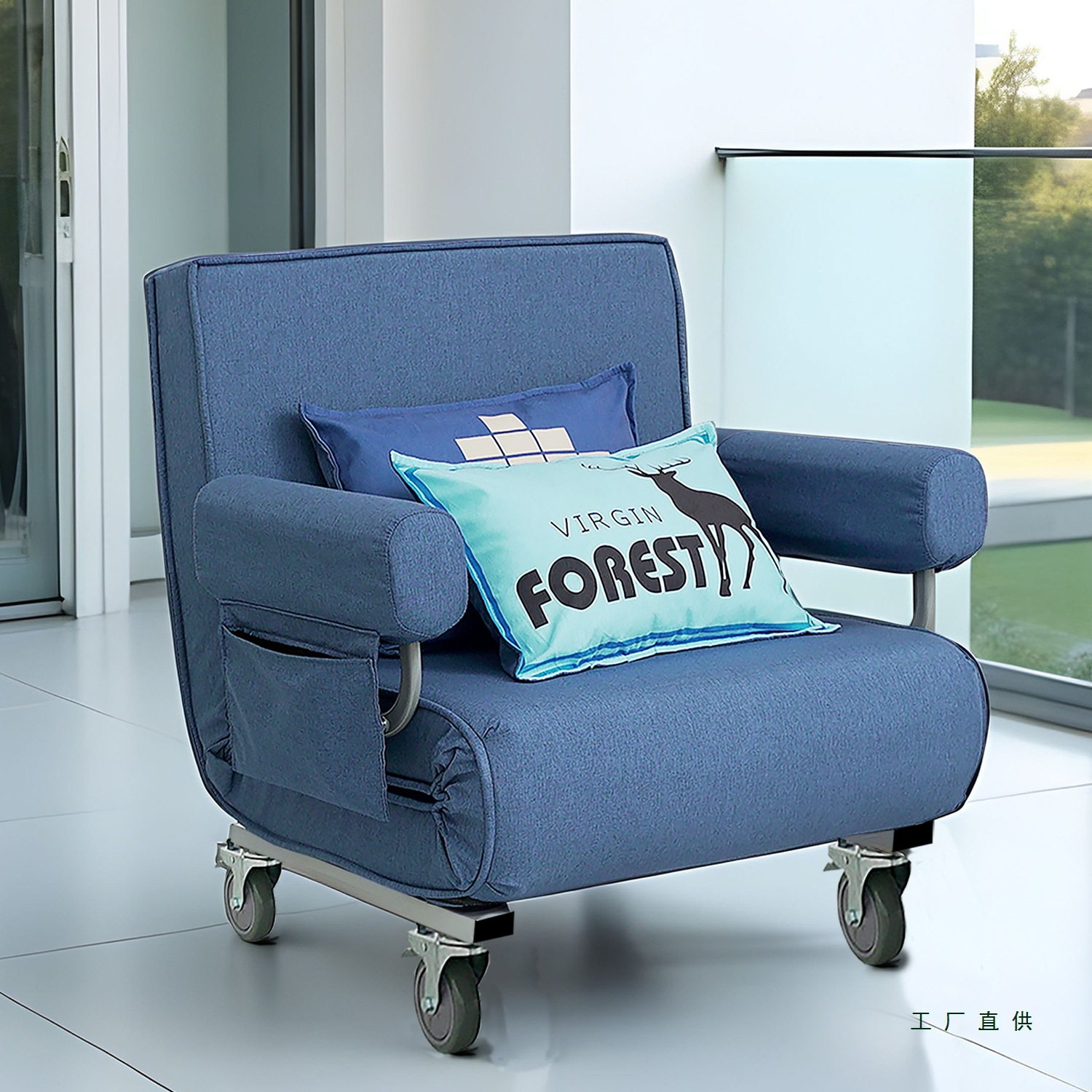 Single Sofa Bed with Wheels 2025 New Office Lunch Break Foldableing Bed Dual-Purpose Nap Simple Foldableing Sofa Bed