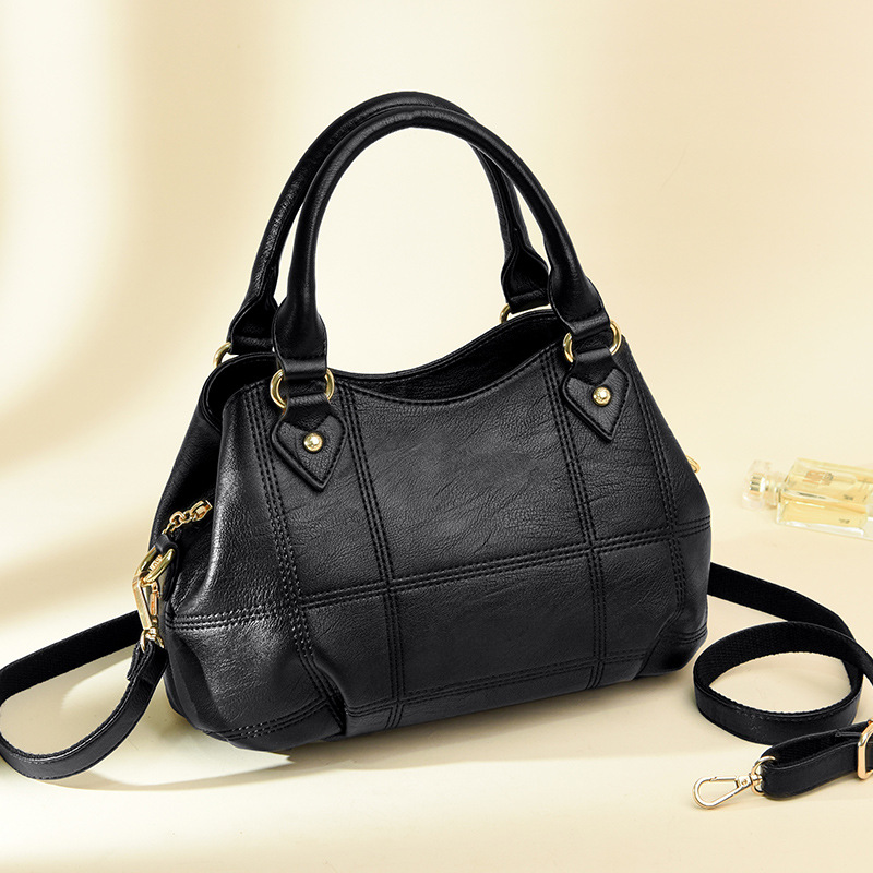 Casual women's bag middle-aged mother bag texture soft PU leather large capacity crossbody handbag_voghion.com