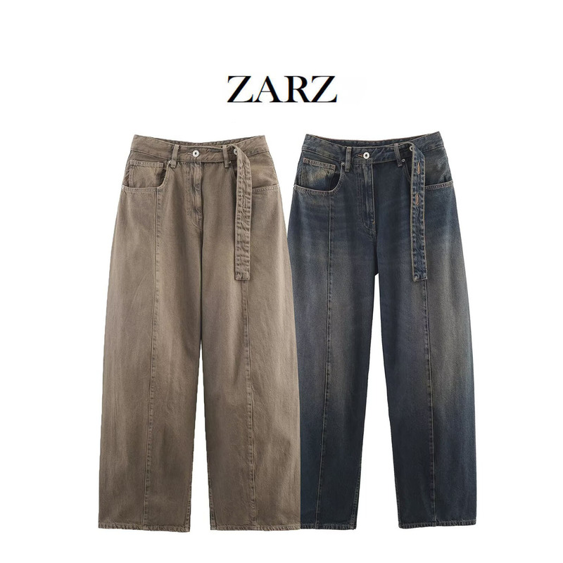 Zarz Self-Made European and American Style New Women's Clothing Classic Loose Barrel-Shaped Low-Waist Jeans 5575251