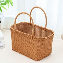 仿藤编手提篮买菜篮子户外野餐收纳篮宠物采摘手工编织购物篮