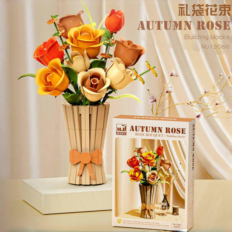 国境を越えた積み木、花組み立ておもちゃ、永遠の花束、模擬花植物、ホームアクセサリー、女の子へのギフト|undefined