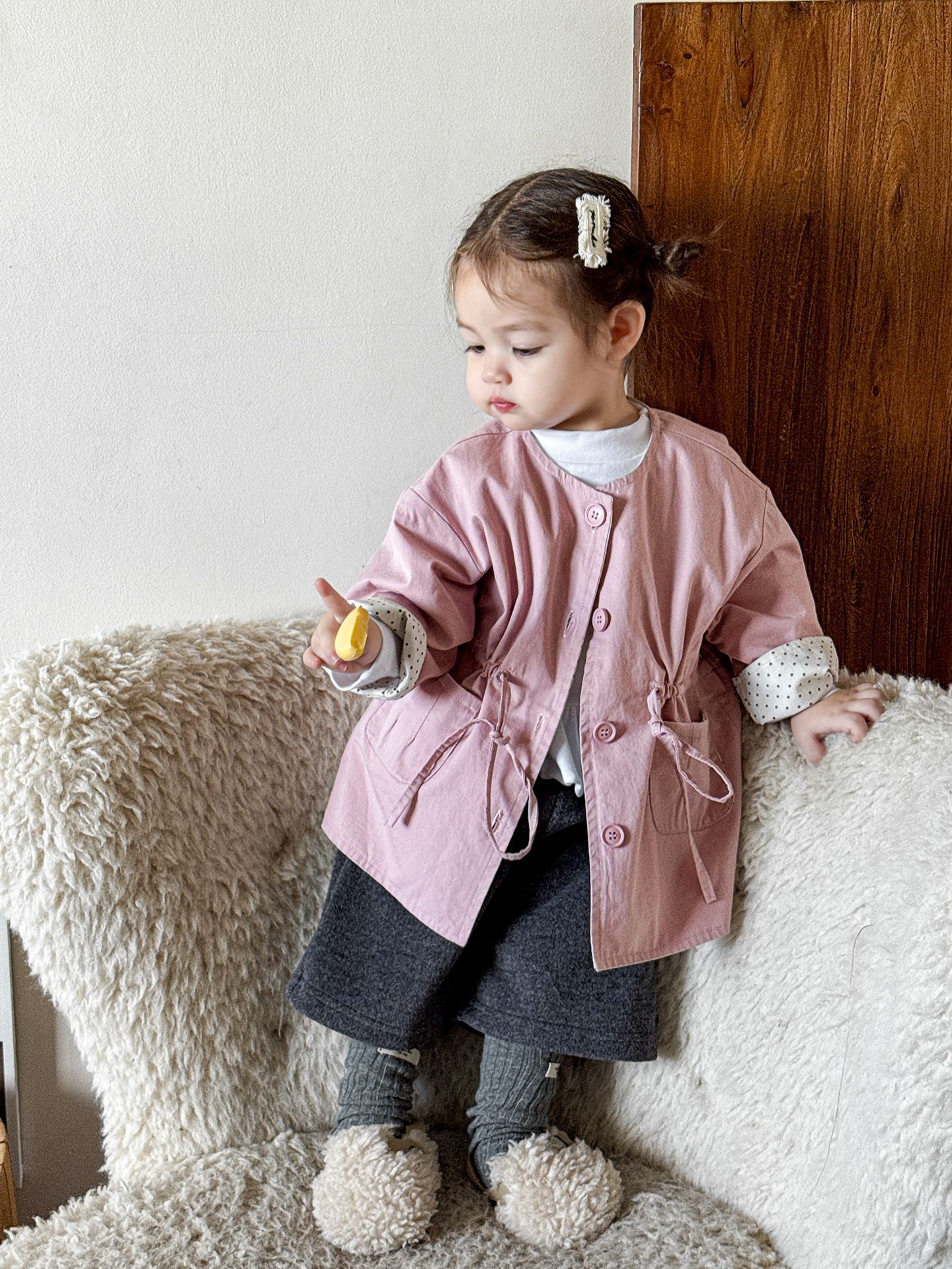 Sugar Pear ropa infantil abrigo abrigo de niñas estilo extranjero ropa de otoño de moda 2025 nuevo cardigan de manga larga ropa de bebé