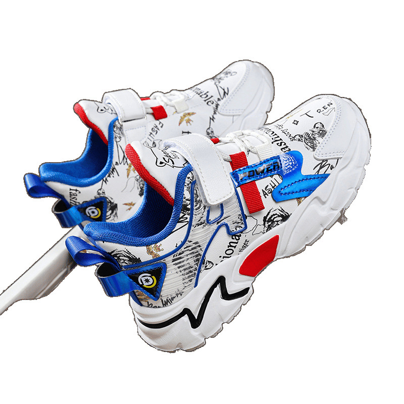 Calzado deportivo para niños explosivo transfronterizo Calzado blanco para niños de la escuela 2025 nuevo estudiante de papá casual para niños de mediana edad