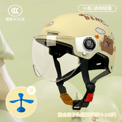 Motosiklet kaskı (dəbilqə) – half helmet, motorcycle safety helmet - 517m-white-bear-transparent-short-glasses
