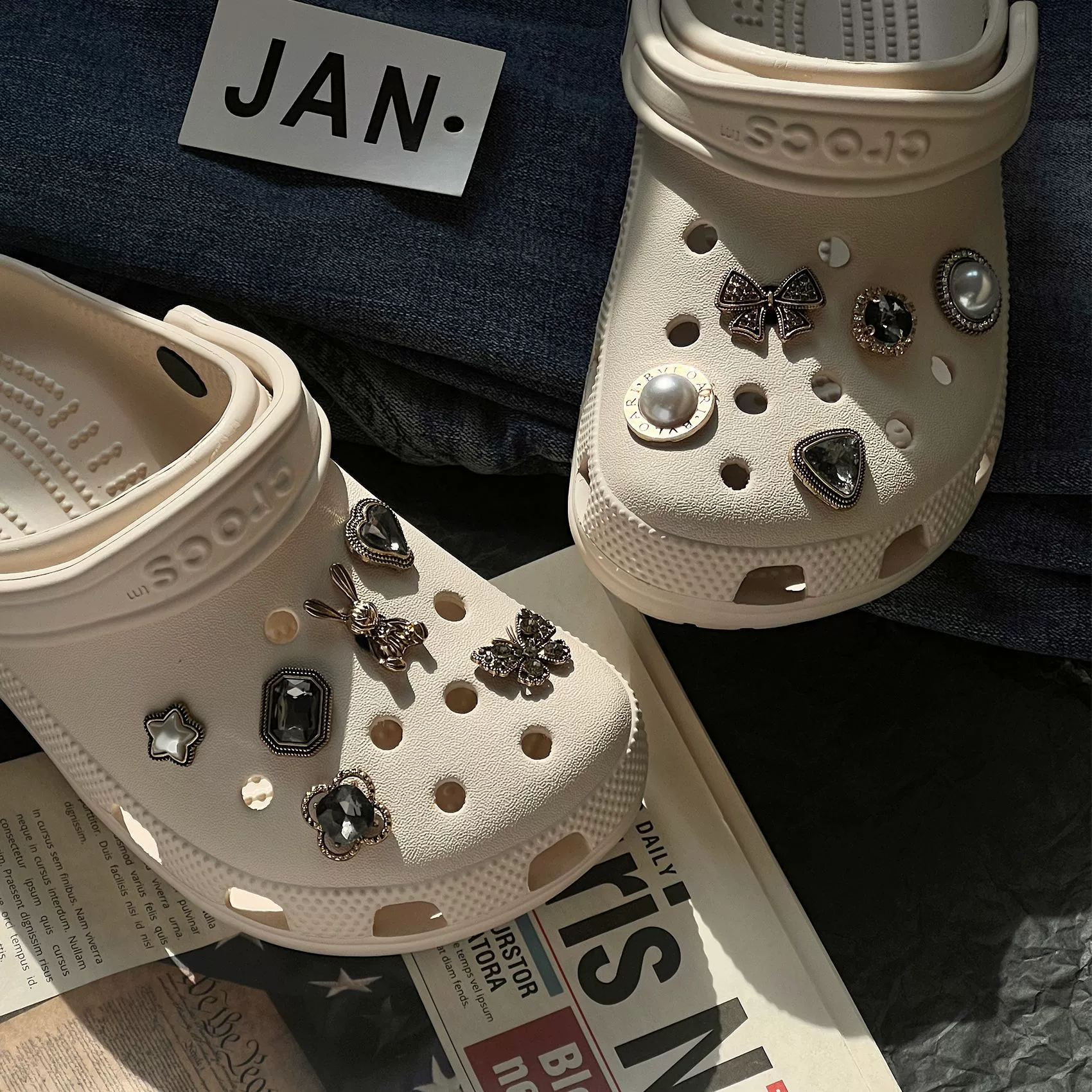 Retro diamond accessory, slippers for students, high-quality style, DIY