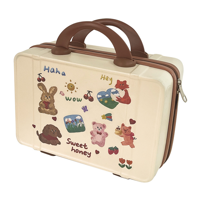 Original de 14 pulgadas maleta de mano maquillaje regalo de mano caja de boda pequeña mini caja puede imprimir logotipo