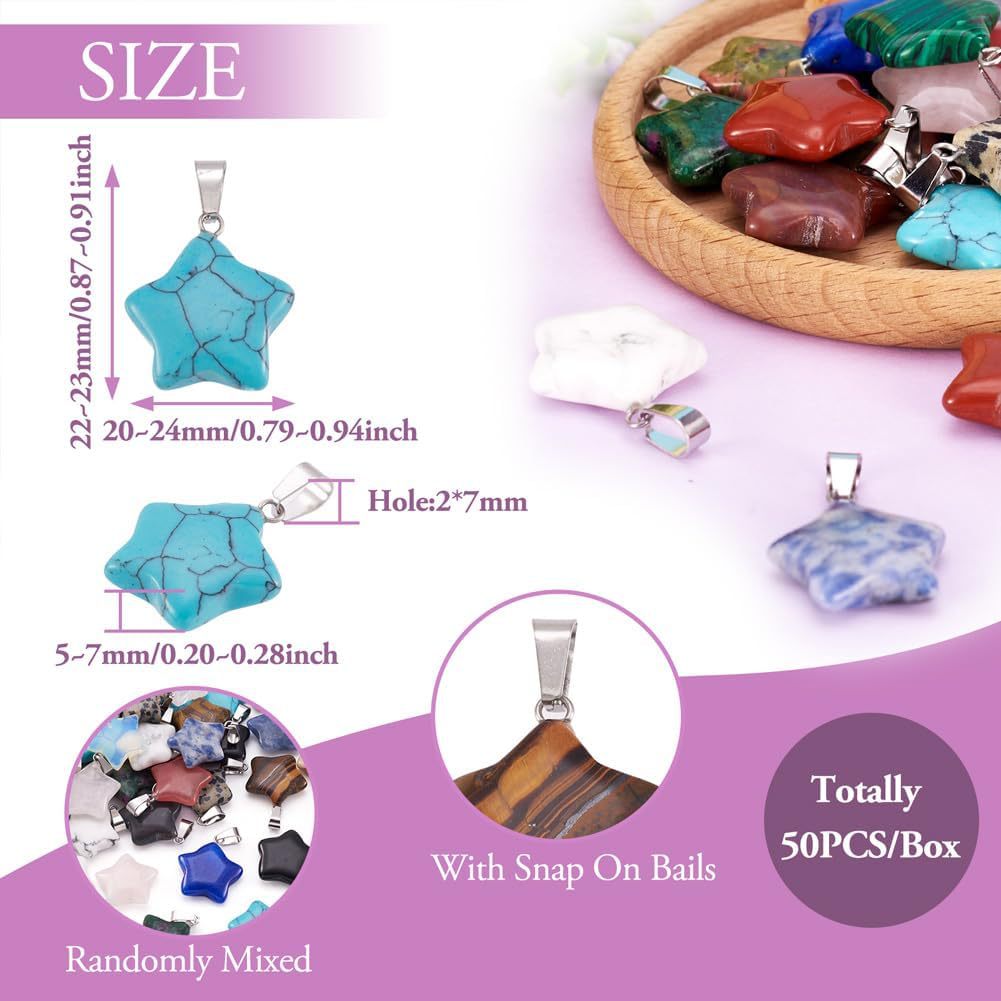 Colgante de piedra de estrella de color natural colgante de amatista de estrella de color pentagramas colgante de estrella de cielo colgante DIY joyas artículos
