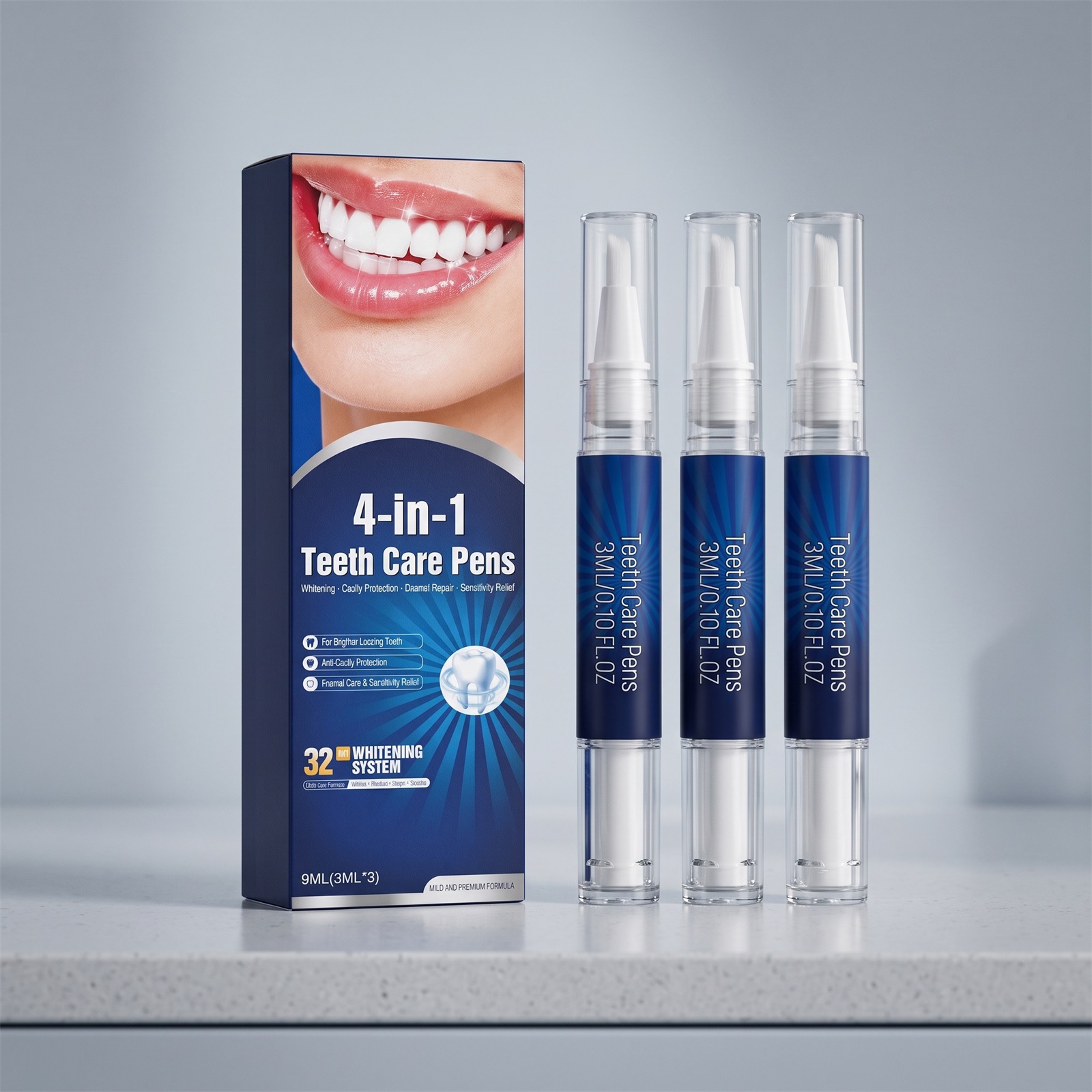Dental care pen gently cleans teeth, removes surface dirt and stains, naturally enhances shine, reduces bad breath, and freshens the mouth
