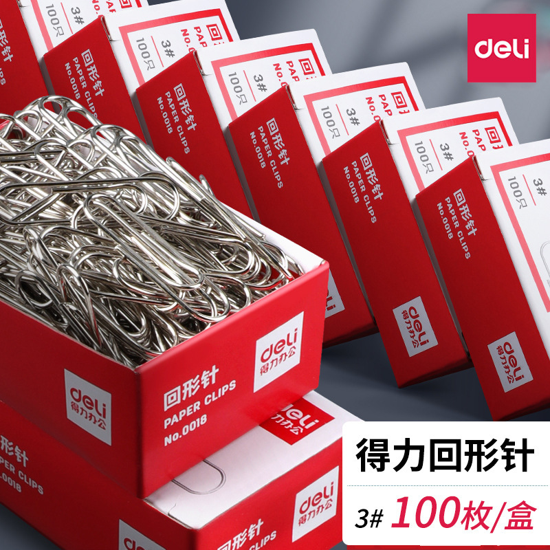 Deli Paper Clips 0018 Paper Clips Office Stationery Binding Supplies Paper Clips 100 Pieces/Box Wholesale