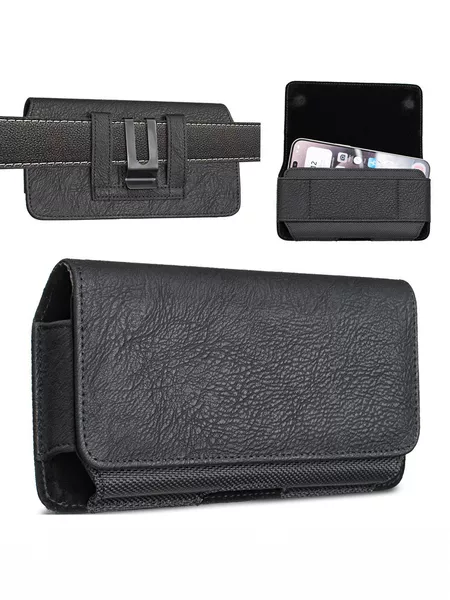 Bfb20 Is Suitable for Mobile Phone Waist Bags 5.5- 6.3-7inch with Magnetic Card Slot, Men's Waist-Hanging Leather Case